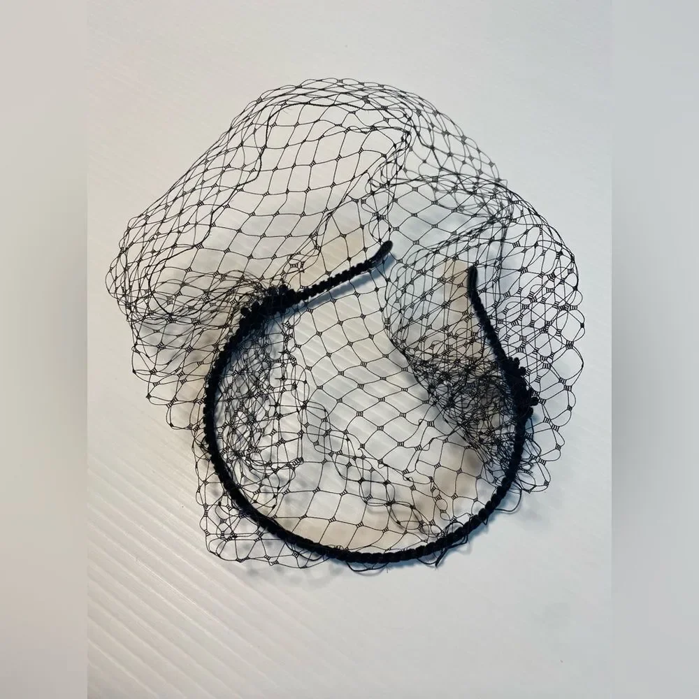 Black Birdcage Veil Fascinator headband Mesh hair accessory wedding dance event